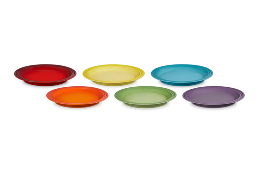 Stoneware Rainbow Set of 6 Dinner Plates